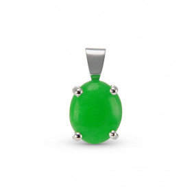 Pendentif Or Blanc 750 Jade Ovale 10x8mm