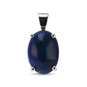  Pendentif Or Blanc 750 serti d une opale noire ovale 14x10mm (3.3 carats) Dimensions du pendentif (bélière incluse) : 20x...