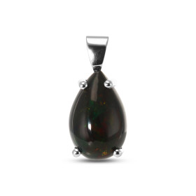  Pendentif en Or Blanc 750 et Opale Noire Opale poire 13x9mm Poids opale : 3.6 carats Serti à 4 griffes Dimensions du pend...