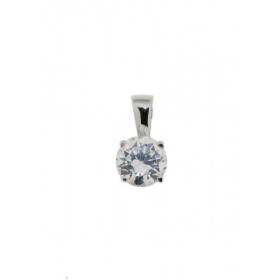 Pendentif Or Blanc 750 serti d un oxyde rond 6mm Dimensions du pendentif : 11x6mm 