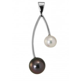  Pendentif or blanc 750 perles Perle blanche ronde 7mm diamètre Perle tahiti ronde 9mm diamètre Dimensions du pendentif : ...