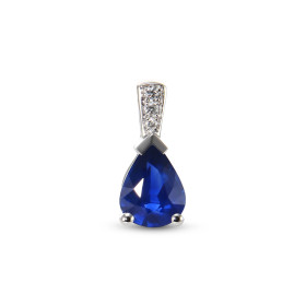  Pendentif Or Blanc 750 serti d un Saphir Poire 8x6mm diamants Saphir du Sri Lanka qualité AAA Poids saphir : 1.07 carat 3...