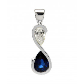  Pendentif Or Blanc 750 serti d un Saphir Bleu royal taillé poire mesurant 8x6mm d un Diamant poire 6x4mm Dimensions du pe...