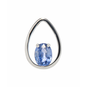  Pendentif Or Blanc 750 serti d un saphir Ceylan ovale mesuarnt 8x6mm (1,5 carat) Dimensions du pendentif (bélière incluse...