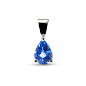 Pendentif Or Blanc 750 serti d un Saphir Ceylan Poire 8x6mm (1.4 carat) Dimensions du pendentif (bélière incluse) : 13x6mm...