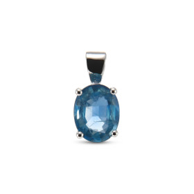 Pendentif Or Blanc 750 serti d un Saphir Ovale 9x7mm (1.9 carat) Dimensions du pendentif (bélière incluse) : 14x7mm Serti ...