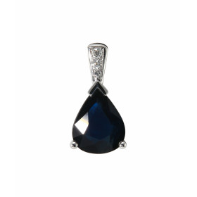  Pendentif Or Blanc 750 serti d un Saphir Poire 10x8mm (2.7 carats) 3 diamants pour un poids total 0,04 carat Dimensions d...