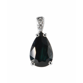  Pendentif Or Blanc 750 serti d un Saphir Poire 12x8mm (3.7 carats) 3 diamants pour un poids total 0,035 carat Dimensions ...