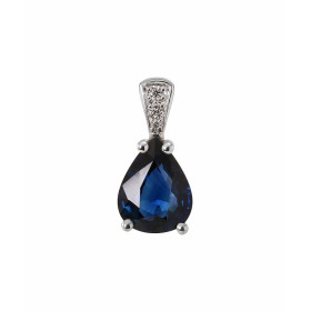  Pendentif Or Blanc 750 Saphir Poire 9x7mm Diamant Poids saphir : 1.85 carat 3 diamants pour un poids total 0,035 carat Di...