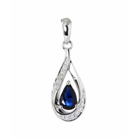 Pendentif Or Blanc 750 Saphir poire 6x4mm Diamants Saphir taille poire mesurant 6x4mm pesant 0.45 carat Cette pierre est s...