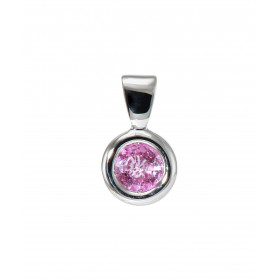  Pendentif Or Blanc 750 Saphir Rose 5mm Saphir rose rond 5mm diamètre (0,56 carat) Serti copeaux Pneu or blanc 750 8mm dia...