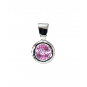 Pendentif Or Blanc 750 Saphir Rose 5mm