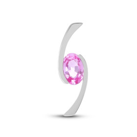 Pendentif Or Blanc 750 serti d un Saphir Rose Ovale 6x4mm Serti demi-clos Poids Saphir : 0.55 carat Dimensions du pendenti...