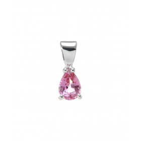 Pendentif Or Blanc 750 Saphir Rose poire 7x5mm. Saphir rose poire de 7x5mm (0.75 carat). Dimensions du pendentif : 13x5 mm