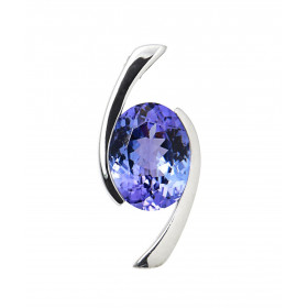  Pendentif Or Blanc 750 serti d une Tanzanite AAA Ovale 10x8mm (2.55 carats) Dimensions du pendentif (bélière incluse) : 2...