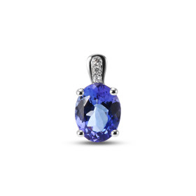  Pendentif Or Blanc 750 Tanzanite AAA ovale 9x7mm diamants Pendentif Or Blanc 750 (18 carats) Tanzanite ovale 9x7mm (1.8 c...