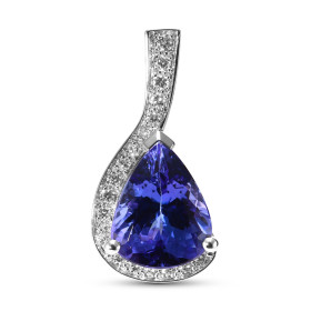  Pendentif Or Blanc 750 serti d une Tanzanite AAA Poire 11.1x8.8mm 18 Diamants Dimensions du pendentif (bélière incluse) :...