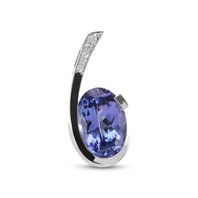  Pendentif Or Blanc 750 serti d une Tanzanite ovale 10x7mm (2.7 carats) 7 diamants (0,035 carat au total) Dimensions du pe...