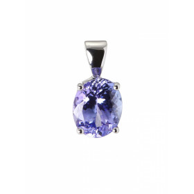 Pendentif Or Blanc 750 Tanzanite Ovale 10x8mm