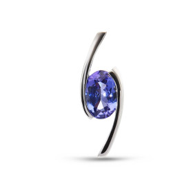  Pendentif Or Blanc serti d une Tanzanite Ovale 7x5mm Poids Tanzanite : 0,75 carat Dimensions du Pendentif : 18 x 6,5mm 