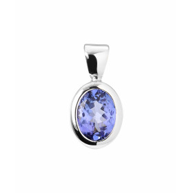 Pendentif en Or Blanc 750 serti d&#39;une Tanzanite ovale de 8x6mm (1,2 carat). Serti clos. Dimensions du pendentif : 16x8mm