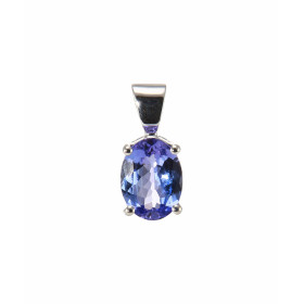 Pendentif Or Blanc 750 Tanzanite ovale 8x6mm