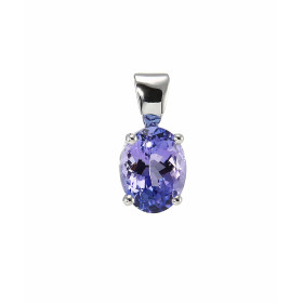 Pendentif Or Blanc 750 Tanzanite ovale 9x7mm