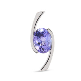 Pendentif Or Blanc 750 Tanzanite Ovale 9x7mm