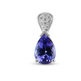 Pendentif Or Blanc 750 serti d une Tanzanite Poire 10x7mm Diamants Poids Tanzanite : 2.9 carats Qualité Tanzanite : AAA Po...