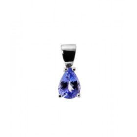 Pendentif en Or Blanc 750 serti d&#39;une Tanzanite Poire de 7x5mm (0,65 carat). Dimensions du pendentif (bélière incluse)...