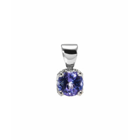 Pendentif en Or Blanc et Tanzanite. Pierre ronde de 5.6mm de diamètre. Le poids de la pierre est de 0.7 carat. Elle est se...