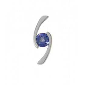 Pendentif Or Blanc 750 Tanzanite ronde 5mm