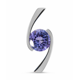  Pendentif Or Blanc 750 serti d une tanzanite ronde 7.5mm (1,75 carat) Dimensions du pendentif (bélière incluse) : 22x9mm 
