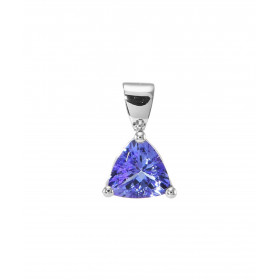 Pendentif en Or Blanc 750 serti d&#39;une tanzanite taille trillion de 6.5mm de coté. Poids Tanzanite : 0.9 carat. Qualité...