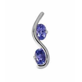  Pendentif Or Blanc 750 Tanzanite Pendentif serti deux tanzanites ovales 6x4mm (2x0,5 carat) Serti demi clos Dimensions du...