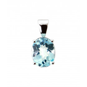  Pendentif Or Blanc 750 Topaze Bleue Ovale 10x8mm Topaze Bleue Ovale 10x8mm (3 carats) Dimensions du pendentif : 16 x 8 mm 