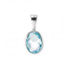 Pendentif Or Blanc 750 Topaze bleue traitée Ovale 9x7mm Serti Clos Pendentif serti d une Topaze bleue traitée ovale 9x7mm ...