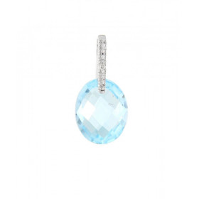  Pendentif Or Blanc 750 Topaze Dome 10x8mm Diamant Dimensions du pendentif : 17x8mm Bélière sertie d un diamant 