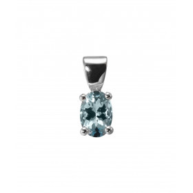  Pendentif Or Blanc serti d une Aigue Marine ovale 7x5mm (0,65 carat) Dimensions du pendentif (bélière incluse) : 12x5mm A...