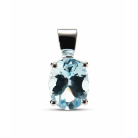  Pendentif Or Blanc serti d une Aigue marine ovale 9x7mm (1,3 carat) Dimensions du pendentif : 14 x 7 mm 