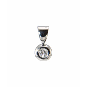  Pendentif Or Blanc 750 serti d un Diamant rond 2,5mm diamètre (0,06 carat - Couleur G - Pureté Si) Dimensions du pendenti...