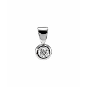 Pendentif en Or blanc 750 serti d&#39;un Diamant rond. Diamètre du diamant : 3,6mm. Dimensions du pendentif (bélière inclu...