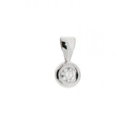 Pendentif en Or Blanc 750 serti d'un Diamant rond de 3,5mm de diamètre (0,17 carat - Couleur H - Pureté Si). Dimensions du...