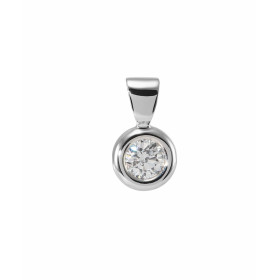 Pendentif en Or Blanc 750 serti d&#39;un Diamant rond de 4,2mm de diamètre. Dimensions du pendentif (bélière incluse) : 13...