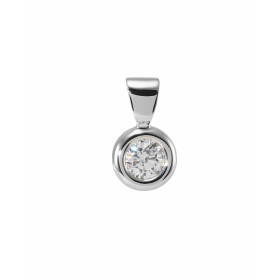  Pendentif Or Blanc 750 serti d un Diamant rond 4,2mm diamètre Dimensions du pendentif (bélière incluse) : 13,2 x 7,3 mm P...