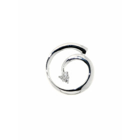 Pendentif Or Blanc motif spirale serti de 3 diamants. Dimensions : 15x13mm. Poids Diamant : 0,026 carats. Qualité Diamant ...