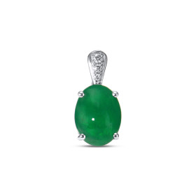 Pendentif Or Blanc serti d une Emeraude Ovale 10 x 8mm (2,20 carats) 3 Diamants pour un poids total 0,025 carat Dimensions...