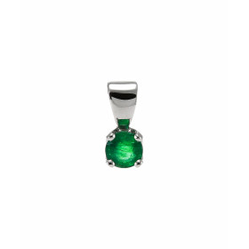  Pendentif Or Blanc 750 serti d une Emeraude ronde 4.5mm diamètre Dimensions du pendentif (bélière incluse) : 11,6 x 5,3 m...