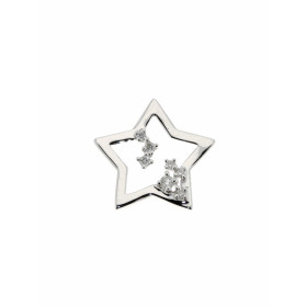 Pendentif Or Blanc motif étoile serti 7 diamants Dimensions : 15x15mm Poids Diamant : 0,077 carats Qualité Diamant : HSI 