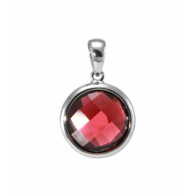 Pendentif Or Blanc serti d un Grenat rond taille dome 10mm diamètre Dimensions du pendentif (bélière incluse) : 18x12mm Po...